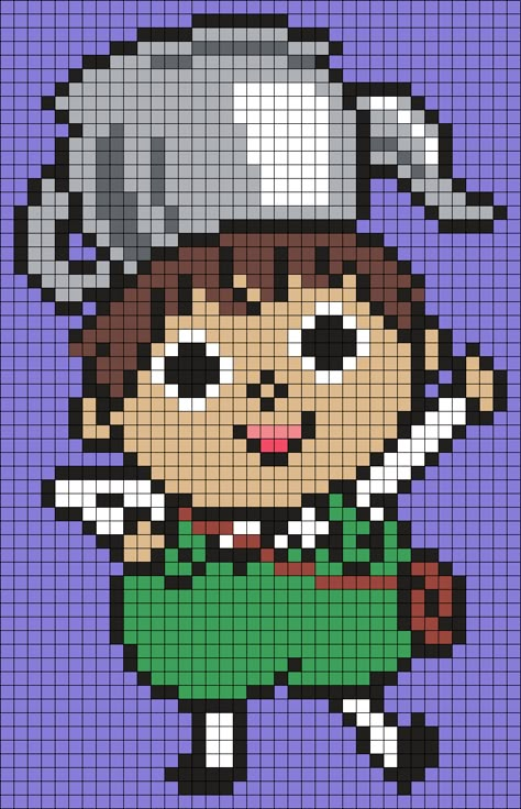 Greg From Over The Garden Wall (Square) Perler Bead Pattern / Bead Sprite Bead Characters, Kandi Cuffs, Pony Bead Patterns, Pixel Crochet, Kandi Patterns, Tapestry Crochet Patterns, Over The Garden Wall, Beaded Cross Stitch, Pixel Pattern