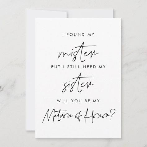 Minimalist Will you be my matron of honor card  Zazzle Will You Be My Bridesmaid Quotes, Ask Bridesmaids To Be In Wedding, Ways To Ask Bridesmaids, Bridesmaid Quotes, Maid Of Honor Card, Be My Maid Of Honor, Asking Bridesmaids, Bridesmaid Card, Matron Of Honor