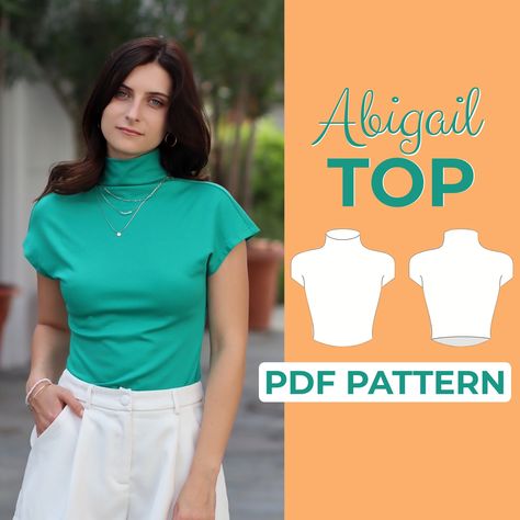 Whole shop bundle: https://www.etsy.com/listing/1511002278-------------------------------------------------------------------------------------MEET THE -- ABIGAIL TOP  SEWING LEVEL-- Intermediate PATTERN TYPE-- This is a digital PDF Sewing Pattern.  This is not a paper pattern that you would receiv Knit Top Pattern, Pattern Language, High Turtleneck, Knit Top Patterns, Top Sewing, Detailed Illustration, Seam Ripper, Top Sewing Pattern, Fabric Markers