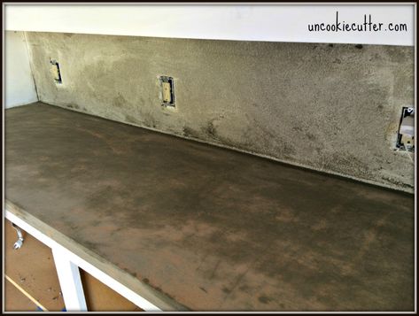 Concrete Backsplash Kitchen, Concrete Overlay Countertops, Feather Finish Concrete Countertops, Cement Countertop, Concrete Backsplash, Cement Countertops, Concrete Counter Top, Neutral Backsplash Kitchen, Above Sink