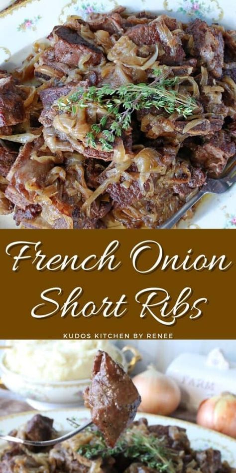 French Onion Short Ribs, Short Rib Recipes Oven, Ribs Recipe Oven, French Onion Pork Chops, Dutch Oven Beef, Slow Cooker Ribs, Short Ribs Recipe, Dutch Oven Cooking, Dutch Oven Recipes