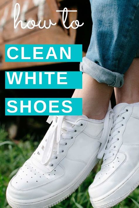 Who doesn't love the look of a pain of clean white shoes? Unfortunately life happens and they get dirty. We have everything you need to clean white shoes from white canvas like Vans and Converse to white leather sneakers in this guide. Best of all? You probably already have everything you need! Clean White Leather Shoes, How To Whiten Shoes, Clean Tennis Shoes, Clean White Shoes, How To Clean White Sneakers, Converse Leather Shoes, White Leather Tennis Shoes, Shoe Solutions, White Leather Converse