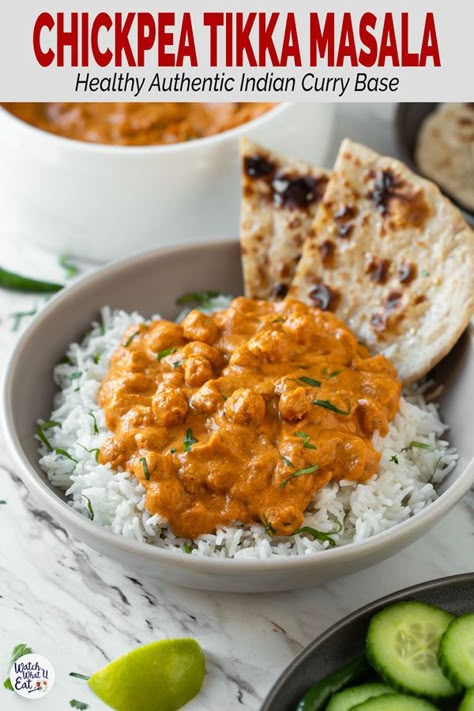 Enjoy authentic Indian flavors in this Healthy Chickpea Tikka Masala. Simple and easy vegetarian tikka masala recipe for a weeknight meal or to serve in a party. | #watchwhatueat #tikkamasala #chickpea #chickpeacurry #Indiancooking Vegetarian Tikka Masala, Chickpea Tikka Masala, Tikka Masala Vegetarian, Toasted Chickpeas, Tikka Masala Recipe, Paneer Tikka, Tasty Vegetarian Recipes, Chicken Tikka Masala, Masala Recipe