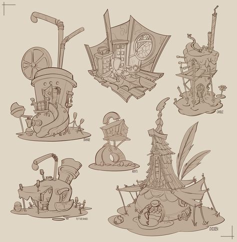 ArtStation - architecture sketches Stylized Environment, Sketch Background, Architecture Sketches, Small Ideas, Architectural Sketches, Props Concept, Concept Art Tutorial, Concept Art World, Building Art