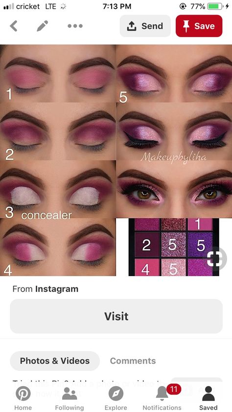 Makeup Ideas For Magenta Dress, Mauve Eyeshadow Looks Step By Step, Pink Makeup For Brown Eyes, Pink Eyeshadow Looks Step By Step, Make Up Fucsia, Fucsia Makeup, Matte Make Up, Pink Eyeliner, Makeup Order