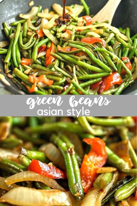 Green Beans Asian Style, Delicious Green Beans, Green Bean Dishes, Green Beans Side Dish, Parmesan Green Beans, Vegan Asian, Frozen Green Beans, Recipes Vegan, Easy Beef