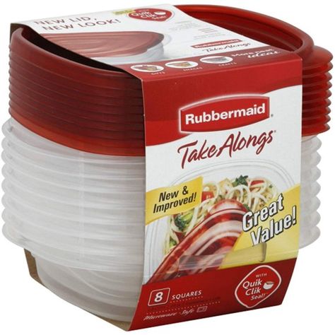 Rubbermaid 8-Piece TakeAlongs Food Storage Container Set, Sandwich, Red Dollar Tree Food, Food In Containers, Sandwich Container, Old Bucket, Cold Pasta Salad, Food Storage Container Set, Food Storage Container, Tag Print, Rv Camper