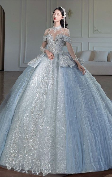 Debut Gowns, Blue Ball Gown, Fairytale Gown, Blue Ball Gowns, Pretty Quinceanera Dresses, Kids Gown, Princess Ball Gowns, Dream Wedding Ideas Dresses, Prom Dress Inspiration