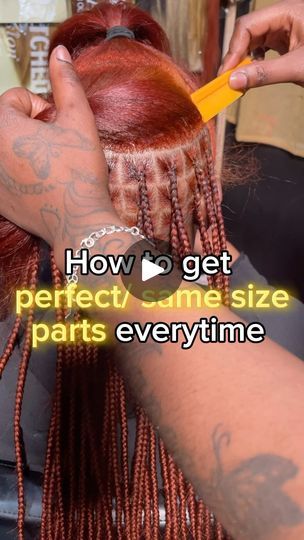 9.1M views · 425K reactions | How to get perfect/ same size parts everytime? ⬇️ 

Use your comb!!! It’s literally a parting tool 😂 the whole comb! 

I use the top end of the comb, the part most braiders ignore lol. It’s the perfect width to measure out the same size/ perfect parts for small knotless. 

Instead of just eyeing to keep the same size part all around your clients head, measure! You can literally put the comb at any spot in the part to make sure it’s the same width all the way around. The width of the comb will not change! 😂 Trust you’ll get the same size parts.

#baltimorebraider #baltimorehairstylist #dmvhairstylist #texasbraider #texashairstylist #houstonbraider #houstonhairstylist #atlbraider #atlhairstylist #miamibraider #neatbraids #cleanbraids #neatparts #slickfoundatio Box Braids Tutorial, Protective Style Braids, Small Knotless, Natural Hair Blowout, Puppy Room, Texas Hair, Hair Today Gone Tomorrow, Braided Hair Tutorial, Natural Hair Tutorials