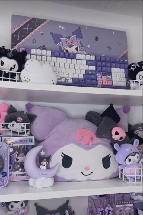 Kuromi Gaming Chair, Kuromi Bedroom Ideas, Kuromi Themed Room, Kuromi Aesthetic Room, Kuromi Room Ideas, Kuromi Room Decor, Kuromi Bedroom, Room Hello Kitty, Kuromi Room