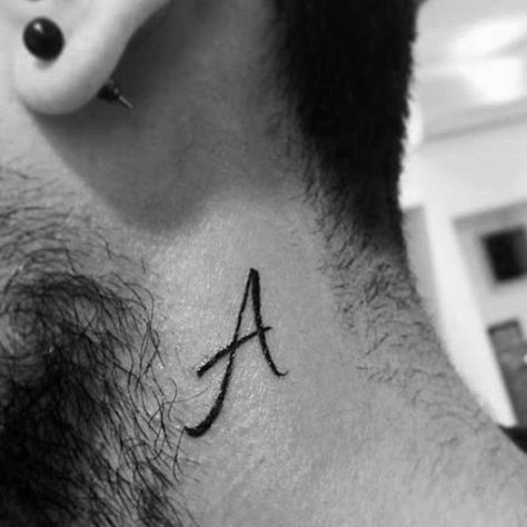 40 Small Neck Tattoos For Men - Masculine Ink Design Ideas Letter A Tattoo, Stammestattoo Designs, Tattoo Sonne, Small Neck Tattoos, Behind Ear Tattoos, Alphabet Tattoo Designs, Neck Tattoo For Guys, Neck Tattoos, Sun Tattoos