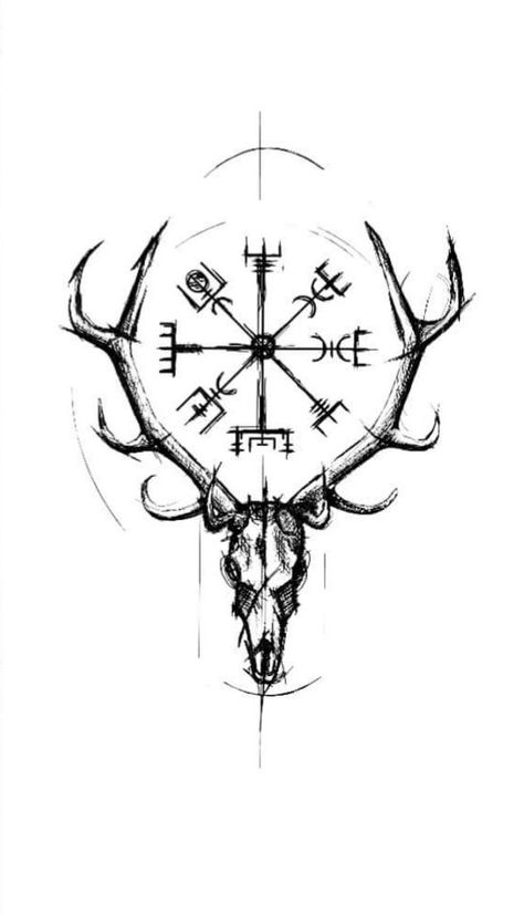 Deer Tattoo Hand, Norse Deer Tattoo, Aries Tattoo Designs Men, Scandinavian Tattoo Men, Moose Tattoo Men, Skiing Tattoo, Fly Fishing Tattoo, Moose Tattoo, Protection Rune