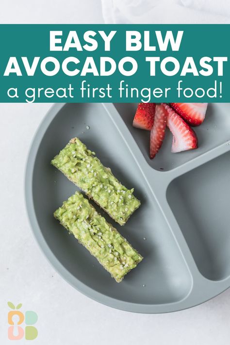 Avocado toast is a great way to introduce avocado for baby led weaning! Here's how to make this easy and nutritious staple, plus how to serve it for blw or as a finger food. Blw Toast, Avocado For Baby, Avocado Pancakes, Avocado Baby Food, Baby 6 Months, Banana Baby Food, Freeze Avocado, Plated Food, Avocado Recipes Breakfast