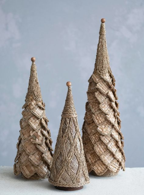 Christmas trees with burlap