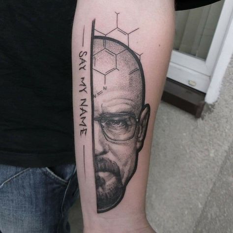 Breaking Bad Tattoo Ideas, Heisenberg Tattoo, Breaking Bad Tattoo, Aa Tattoos, Stippling Drawing, Bad Tattoos, Pin Up Tattoos, New School Tattoo, Walter White