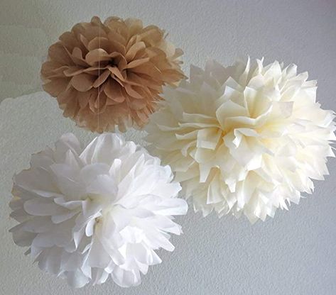 Paper Balls, Burlap Classroom Decor, Tissue Paper Pom Poms, White Paper Flowers, Wedding Shower Decorations, Pastel Bows, Paper Pom Pom, Paper Party Decorations, Tissue Pom Poms