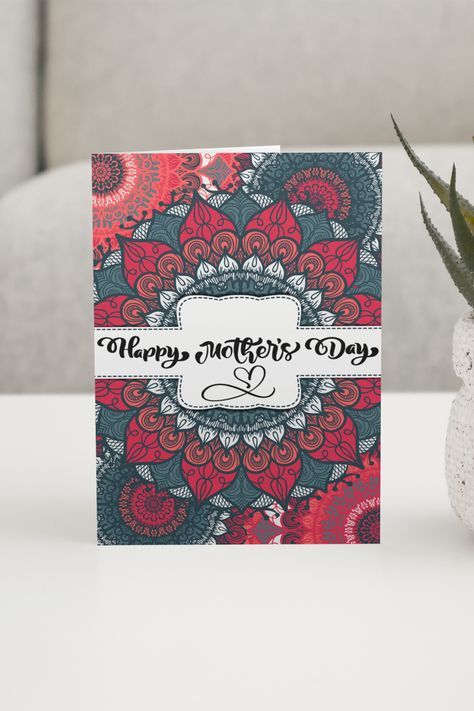 A beautiful red blue and orange happy Mother’s Day card with mandalas on it Mandala Art Greeting Card, Gym Cake, Mandala Card, Teachers Day Card, Easy Doodle, Happy Mother's Day Card, Beautiful Sketches, Easy Doodle Art, Happy Mother