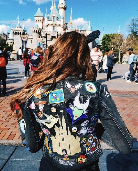 Disney Jacket Patches, Disney Patch Denim Jacket, Diy Disney Patch Jean Jacket, Disney Patches Jacket, Disney Patch Jacket, Disney Denim Jacket Patches, Grunge Disney Outfits, Disney Patch Jean Jacket, Disney Jean Jacket