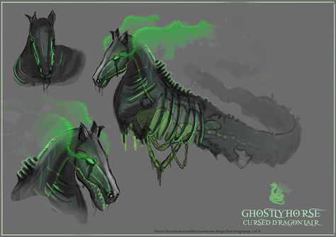 Ghost Horse Art, Skeleton Horse Fantasy Art, Bone Monster Concept Art, Ghost Horse Drawing, Feywild Creatures, Kelpie Art, Dnd Fairy, Ghost Armor, Horse Base