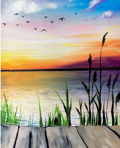 Beach Landscaping, Easy Canvas Painting, 수채화 그림, Urban Sketchers, Night Painting, Sunset Painting, Beginner Painting, Painting Class, Painting Art Projects