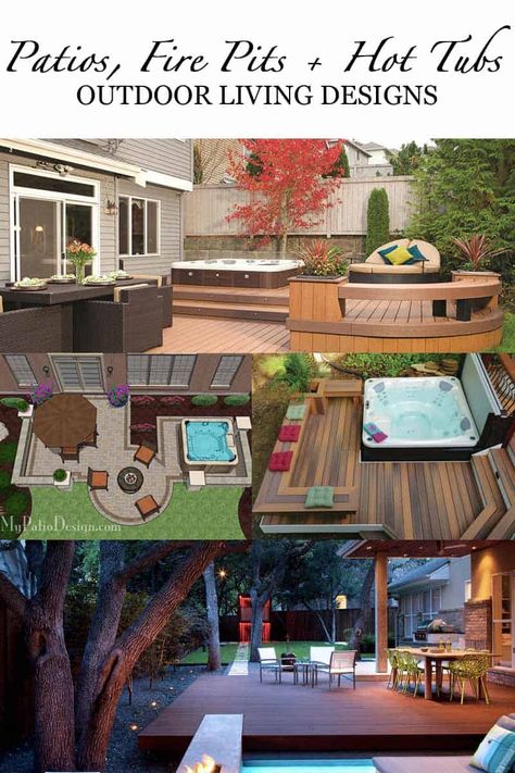 Backyard Outdoor Living, Hot Tub Landscaping, Hot Tub Patio, Hot Tub Designs, Hot Tub Gazebo, Backyard Layout, Patio Layout, Hot Tub Deck, Backyard Design Layout