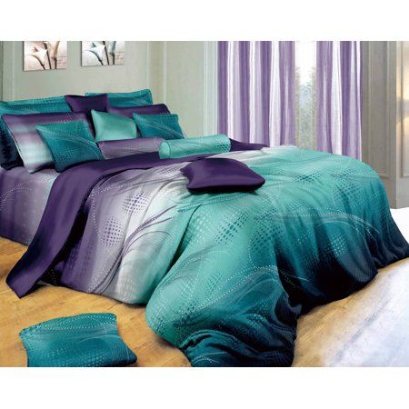 Swanson Beddings Twilight-P 3-Piece Bedding Set: Duvet Cover and Two Pillow Shams Image 1 of 5 Teal Bedding Sets, Cute Bed Sets, Full Bedding, Teal Bedding, Cute Bed, Cheap Bedding Sets, Purple Bedding, Purple Bedroom, Full Bedding Sets