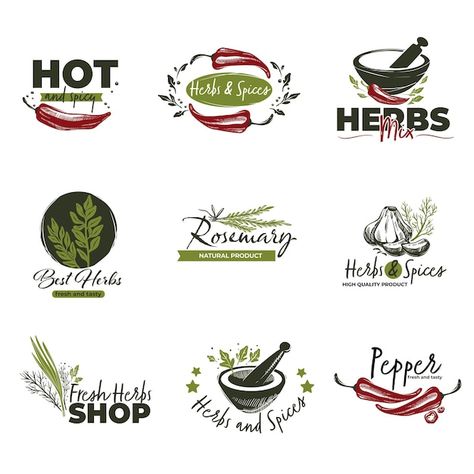 Vector herbs and spices, isolated pepper... | Premium Vector #Freepik #vector #spices-powder #cumin #seasoning #cumin-seeds Herbs Logo Design, Spices Logo Design, Herb Logo Design, Spices Logo, Logo Design Ideas Creative, Herb Logo, Packaging Food, Cumin Seeds, Logo Design Ideas