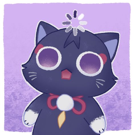 Cartoon Cat, A Cat, Black Cat, Purple, Twitter, Black