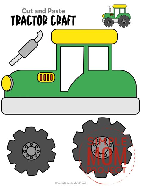 Tractor Printables Free, Tractor Template Printable, Tractor Preschool Craft, Tractor Activities For Toddlers, Tractor Crafts For Kids, Tractor Crafts For Toddlers, Tractor Crafts Preschool, Farmer Craft Preschool, Tractor Activities