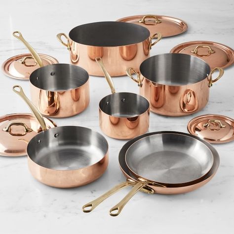 Mauviel Cookware: Pans, Copper Cookware & 1830 | Williams Sonoma | Williams Sonoma Culinary Techniques, Table Setting Inspiration, Fine Restaurant, Copper Pans, Copper Cookware, Copper Pots, Culinary School, Cooking Pan, Professional Kitchen