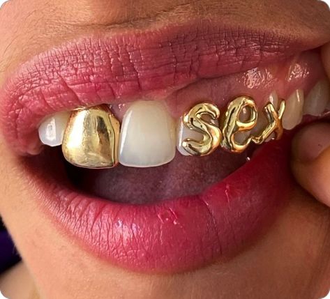 Teeth Bling, Girl Grillz, Pretty Teeth, Grillz Teeth, Diamond Grillz, Gold Grill, Diamond Teeth, Custom Grillz, Tooth Gems