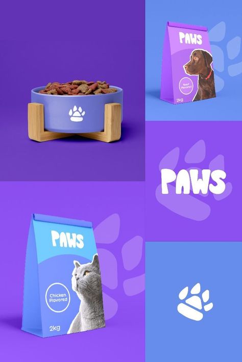 Food Branding Design, Pet Shop Logo Design, Pet Food Packaging, Dog Marketing, Pet Shop Logo, Pet Branding, Cat Food Brands, Food Branding, Food Logo Design