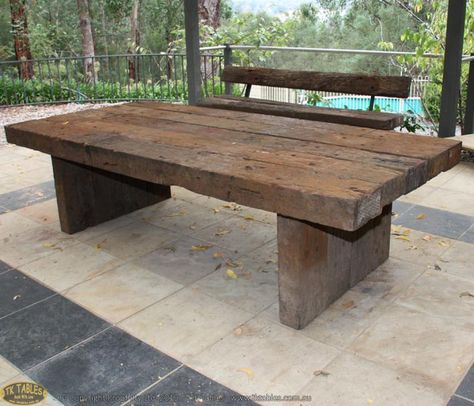 Sleeper Table, Pine Furniture Makeover, Timber Outdoor Furniture, Work Bench Ideas, Bbq Foods, Kings Table, Rustic Table Setting, Timber Table, Farmhouse Tables