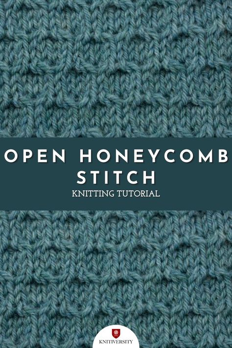 This knitting tutorial will help you learn how to knit the open honeycomb stitch. The open honeycomb stitch creates a cell shaped pattern. The open honeycomb stitch would be great for hats, sweaters, and shawls! Honeycomb Stitch Knitting, Knitting Stitches Free, Honeycomb Knitting, Knit Stitch Patterns Texture, Honeycomb Scarf, Sheep Knitting Pattern, New Stitch A Day, Stitch Dictionary, Textured Knitting