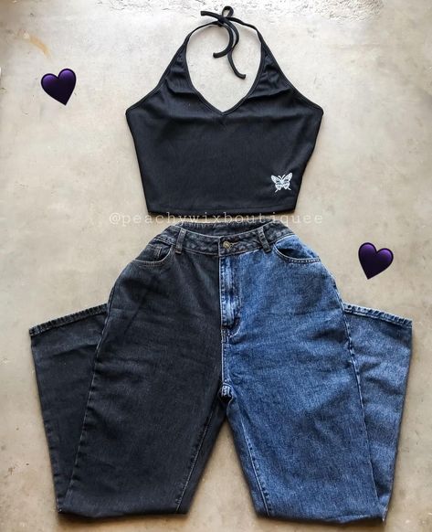 Free Shipping💌& Worldwide🌎 on Instagram: “1, 2 or 3!?🥵 comment below ———— Search: “Raziel Top” & “OOTW Jeans” Available at Peachywix.com🍑 ———— USE PROMO CODE: “itgurl” 📲Tap the Post…” Y2k Fashion Outfit, 2000s Outfit, Lit Outfits, 2000s Outfits, Streetwear Aesthetic, Printed Pants, Black Outfit, Jean Outfits, Colored Jeans