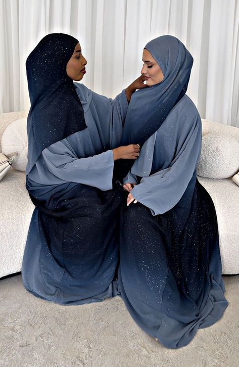 Matching Abayas, Glitter Abaya, Ombre Hijab, Abaya Business, Elegant Abayas, Veil Ideas, Butterfly Abaya, Abaya Dresses, Fits Ideas