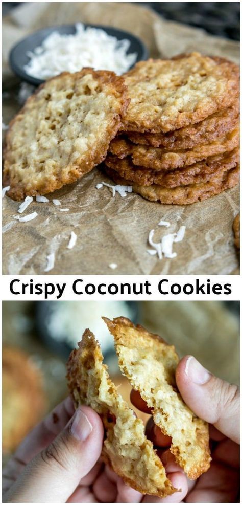 Cookie Exchange Cookies, Crispy Coconut Cookies, Oatmeal Lace Cookies, Crisp Cookies, Cookies Coconut, Amazing Cookie Recipes, Coconut Oatmeal, Recipe Cookies, Christmas Cookie Recipe