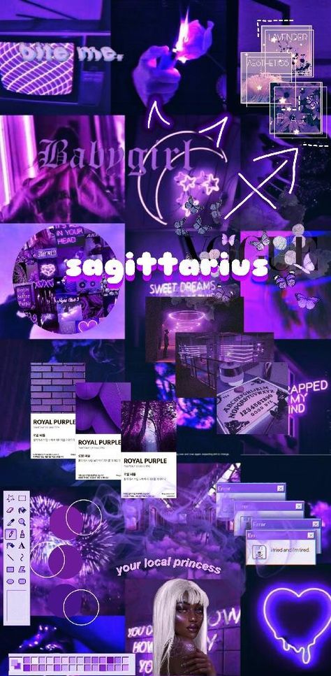 Purple Sagittarius Aesthetic, Saggitarius Wallpapers, Wallpaper Tumbler, Sagittarius Aesthetic, Sagittarius Wallpaper, Purple Board, Alternative Boy, Animal Body Parts, Sassy Wallpaper