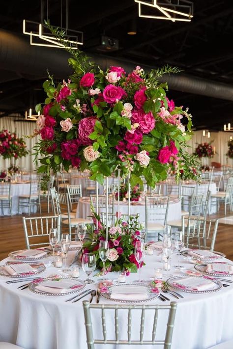 Fuchsia Wedding Decorations, Hot Pink Wedding Flowers Centerpieces, Fushia Wedding Decor, Fushia Quinceanera Decorations, Magenta Quinceanera Theme, Magenta Wedding Decorations, Magenta Wedding Theme, Hot Pink Wedding Flowers, Emerald Wedding Colors