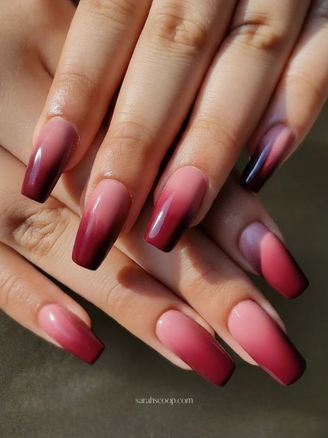 Maroon Ombre Nails Burgundy, Maroon And Burgundy, Maroon Nail Designs, Maroon Nail, Burgundy Nail Designs, Maroon Nails, Here's The Scoop, Ombre Nail Designs, Burgundy Nails