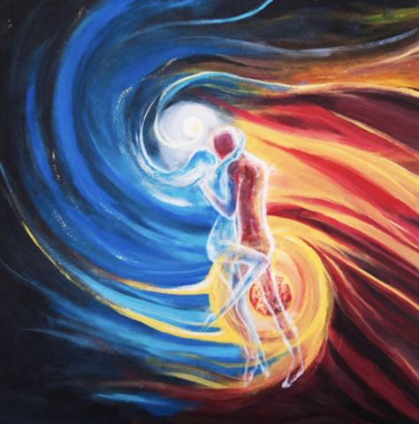 Soulmates Art, Twin Flame Art, Spiritual Paintings, Flame Art, Couple Painting, Energy Art, Spiritual Artwork, Twin Flames, Fantasy Paintings