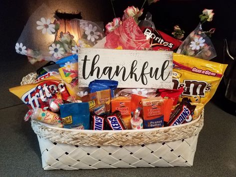 Thank you gift basket for nurses  in maternity ward Gift Basket Ideas To Say Thank You, Thank You Gifts For Oncology Nurses, Thank You Baskets Ideas, Thank You Gift Basket Ideas, Nurse Thank You Basket, Thank You Basket, Thank You Gift Basket, Thank You Basket Ideas, Adult Gift Basket