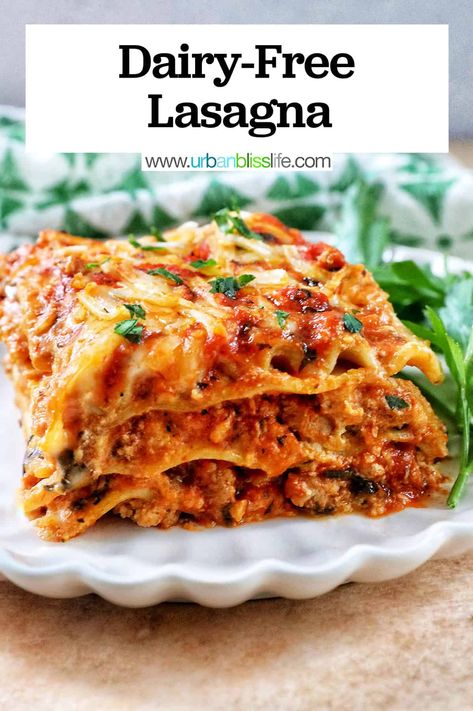 Gluten Free Lasagna Recipe, Lasagna Layers, Dairy Free Lasagna, Gluten Free Lasagna Noodles, Gluten Free Dairy Free Dinner, Dairy Free Recipes Dinner, Gluten Free Lasagna, Dairy Free Pasta, Dairy Free Dinner