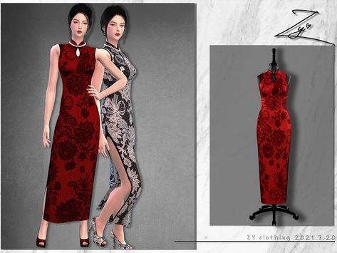 Low Cut Outfit, Sims 4 Expansions, Sims 4 Dresses, Sims Four, Sims 4 Cc Packs, Sims 4 Mods Clothes, Sims 4 Cc Finds, Chinese Clothing, Asian Outfits