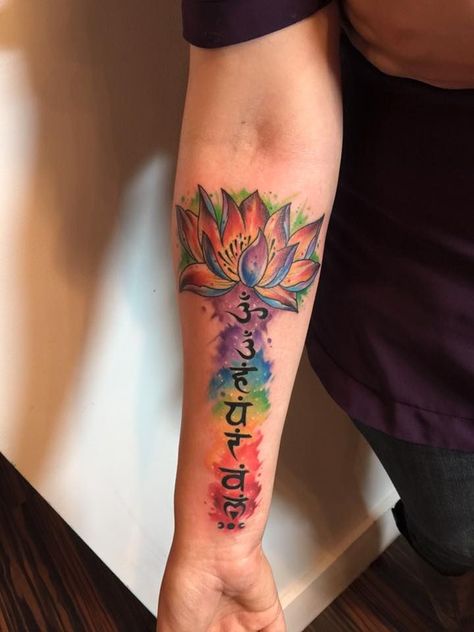 Lotus And Chakra Tattoo, Watercolor Chakra Tattoo, Small Chakra Tattoo, Tattoo Brightener, Chakra Tattoo Ideas, Chakra Flowers, Jackalope Tattoo, Om Tattoo Design, Chakra Tattoo