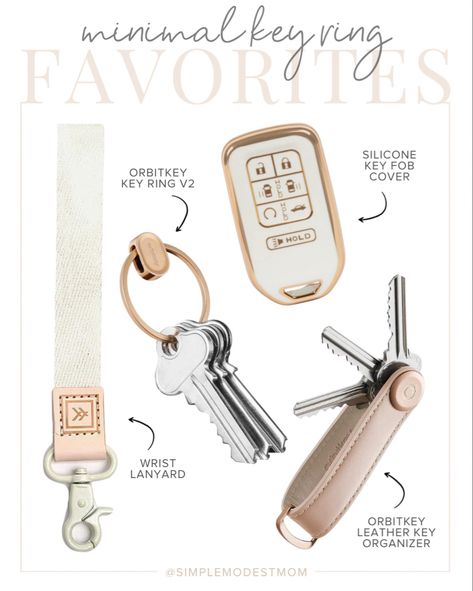 minimal key ring favorites threadwallets wrist lanyard orbitkey key ring v2 rose gold silicone key fob cover white gold orbitkey leather key organizer blush Follow my shop @SimpleModestMom on the @shop.LTK app to shop this post and get my exclusive app-only content! #liketkit @shop.ltk Keychain Organization, Aesthetic Keys, Key Fob Cover, Wrist Lanyard, Amazon Buy, Key Organizer, Key Bag, Amazon Products, 2024 Vision