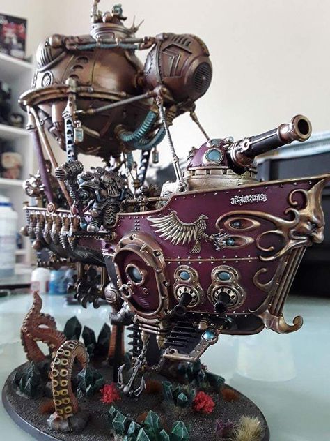 Kharadron Overlords Art, Khador Warmachine, Kharadron Overlords Conversion, 40k Army Showcase, Kharadron Overlords, Best Army, Warhammer Ossiarch Bonereapers, Door Fridge, Ship Design