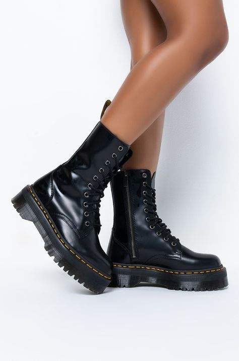 Dr Martens Jadon Hi, Jadon Hi, Platform Leather Boots, Dr Martens Jadon, Doc Martens Outfit, Doc Martens Boots, Black Platform, Dr Martens Shoes, Doc Martens