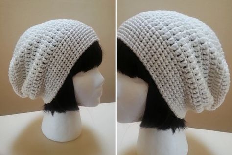 Crochet Slouchy Beanie Pattern, Free Crochet Hats, Crochet Slouch Beanie, Crochet Space, Floating Raft, Slouch Hat Pattern, Slouch Hats, Crochet Caps, Crochet Slouch Hat