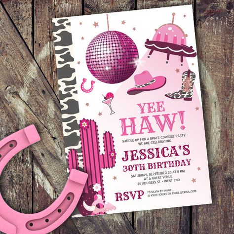 Disco Cowgirl Bachelorette Party Invitation Space Disco Cowgirl, Space Cowgirl Bachelorette Party, Space Cowgirl Birthday, Space Cowgirl Bachelorette, Disco Cowgirl Bachelorette Party, Bachelorette Card, Cowgirl Birthday Party Invitations, Disco Cowgirl Bachelorette, Cowgirl Birthday Invitations